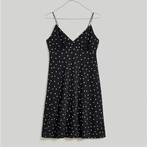 Madewell The Layton Mini Slip Dress in Black White Polka Dot